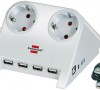 Удлинитель1,8 м Brennenstuhl Desktop-Power-Plus, 2 розетки, 4 USB, белый глянец (1153520122)